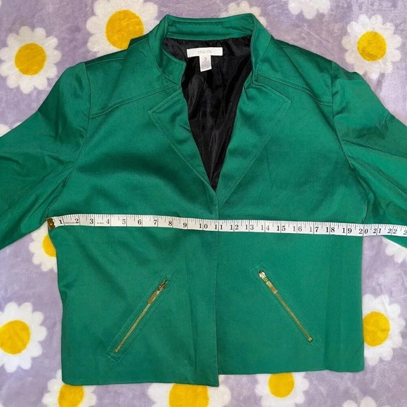 Chico's Kelly Green Moto Open Blazer Sz M (2) - Picture 4 of 5